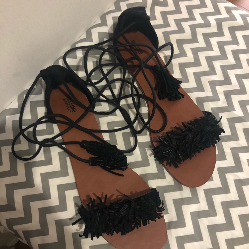 Black tie up sandals